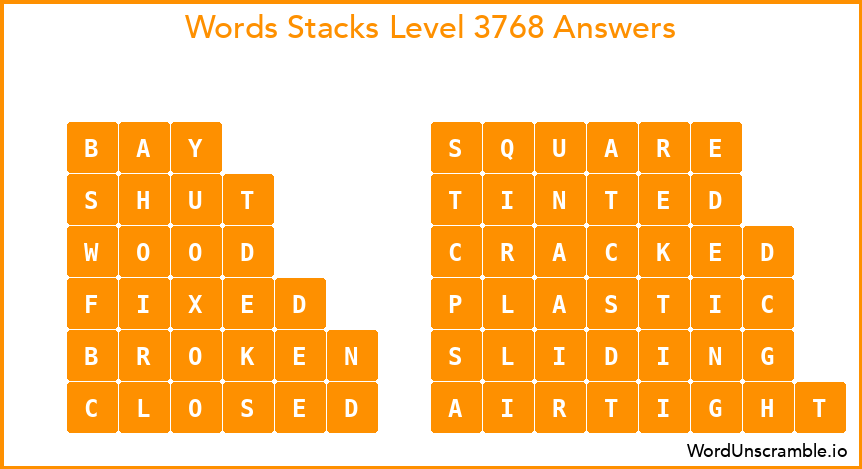 Word Stacks Level 3768 Answers