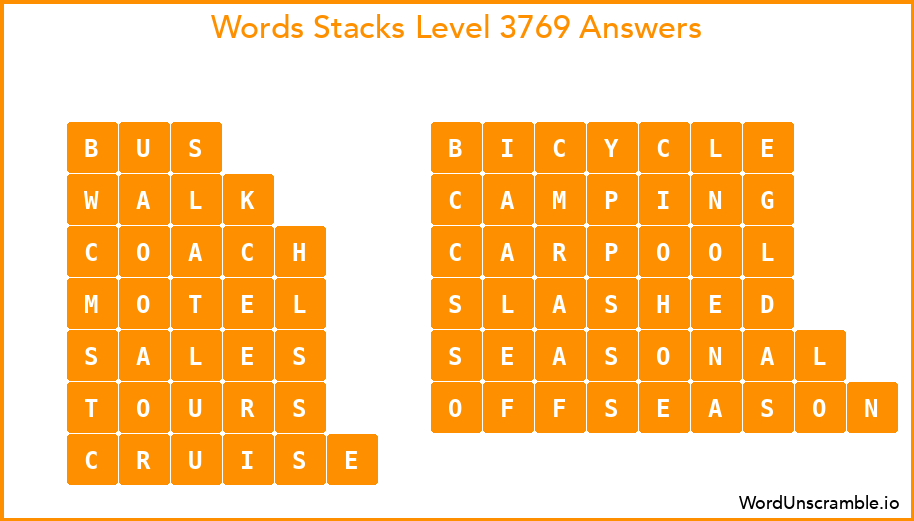Word Stacks Level 3769 Answers