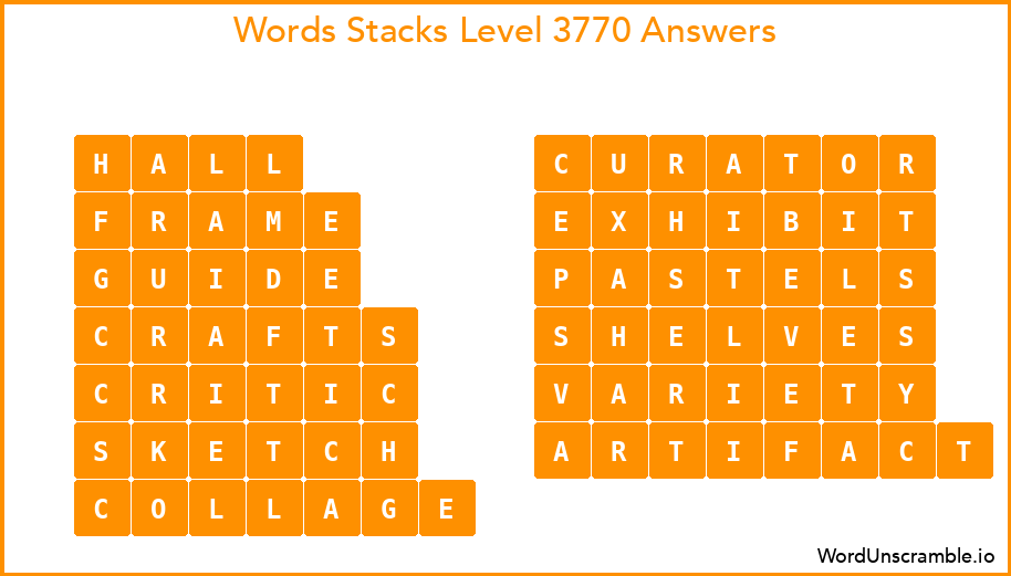 Word Stacks Level 3770 Answers