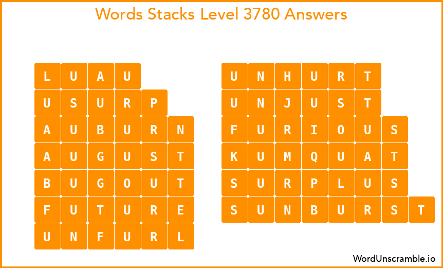 Word Stacks Level 3780 Answers