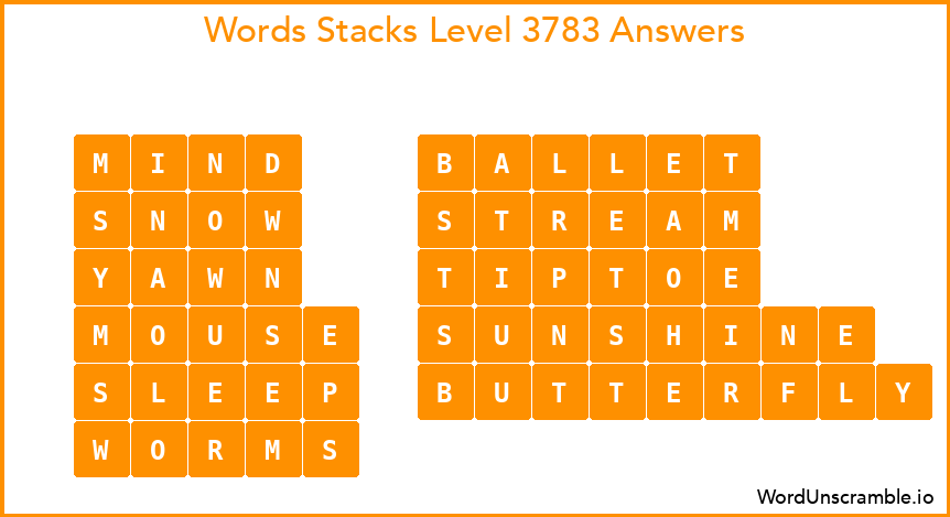 Word Stacks Level 3783 Answers