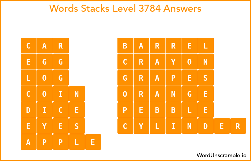 Word Stacks Level 3784 Answers