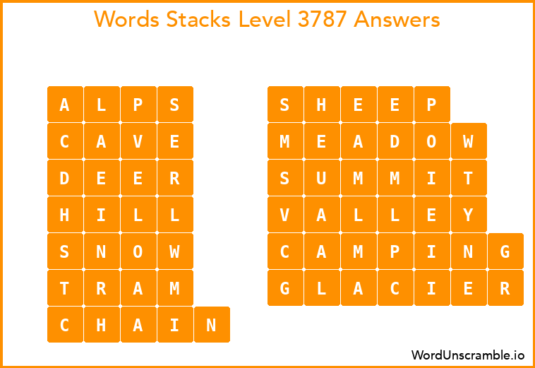 Word Stacks Level 3787 Answers