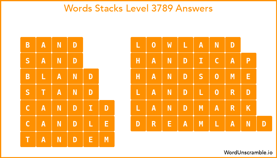 Word Stacks Level 3789 Answers