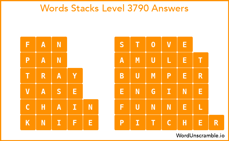 Word Stacks Level 3790 Answers