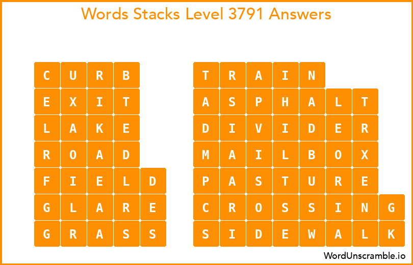 Word Stacks Level 3791 Answers