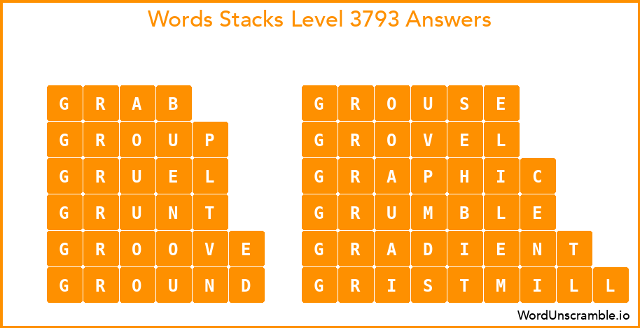 Word Stacks Level 3793 Answers