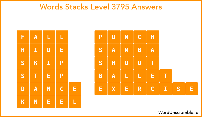 Word Stacks Level 3795 Answers