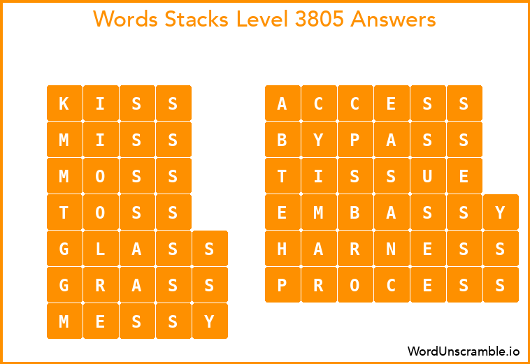 Word Stacks Level 3805 Answers