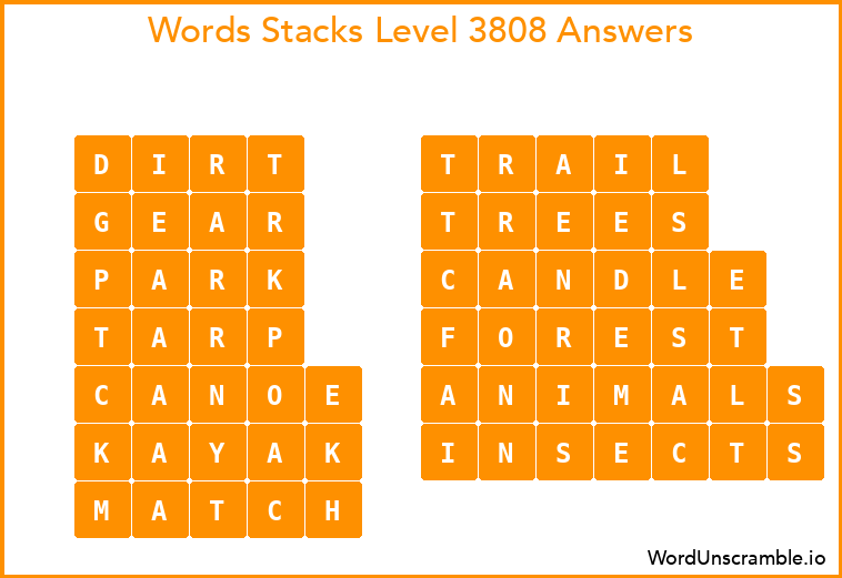Word Stacks Level 3808 Answers