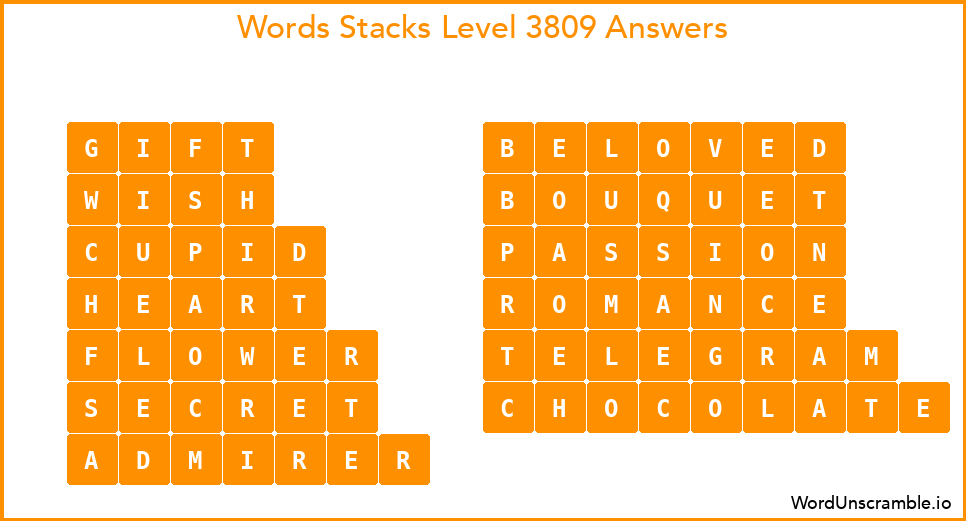 Word Stacks Level 3809 Answers