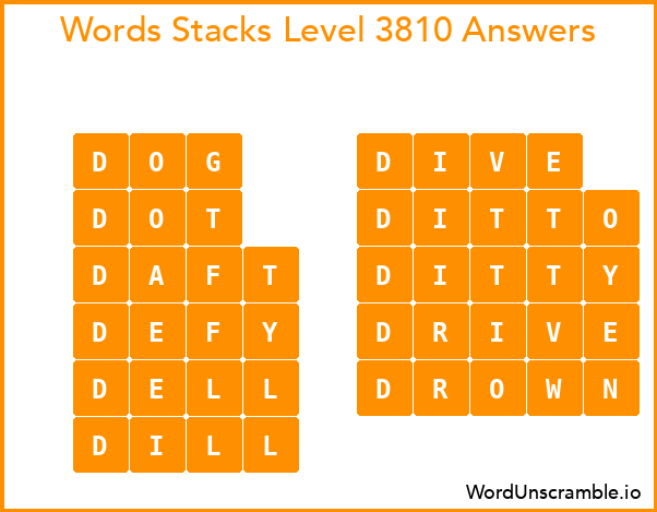 Word Stacks Level 3810 Answers