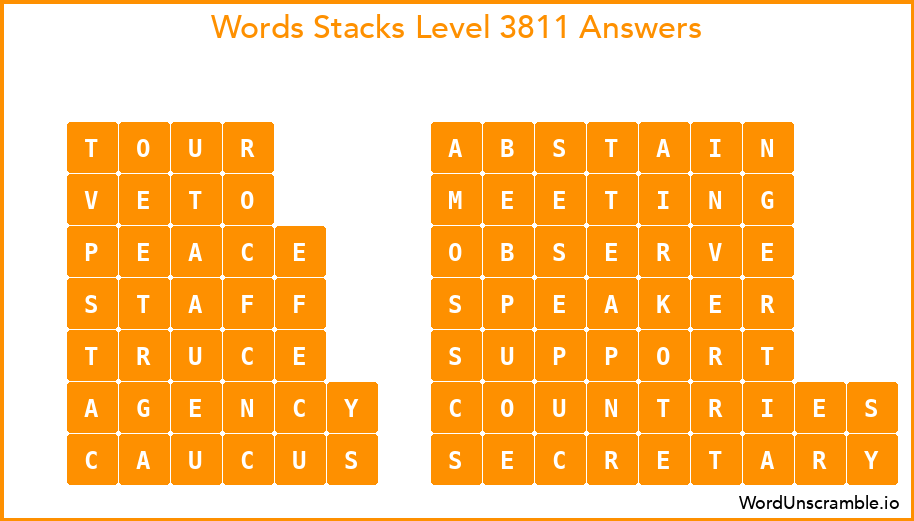 Word Stacks Level 3811 Answers