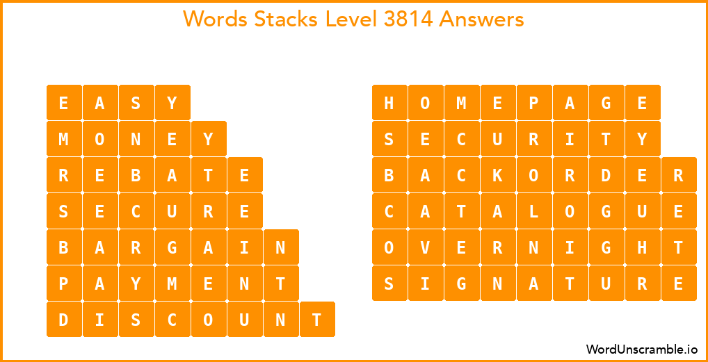 Word Stacks Level 3814 Answers