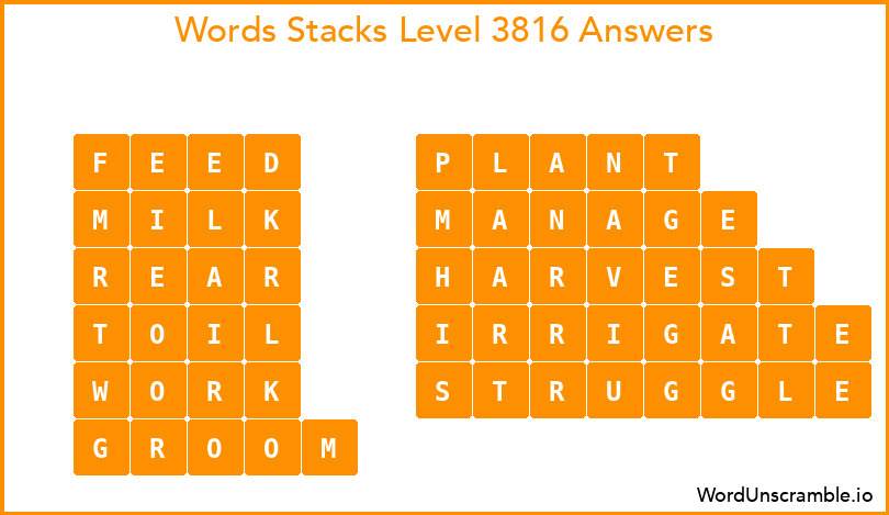 Word Stacks Level 3816 Answers