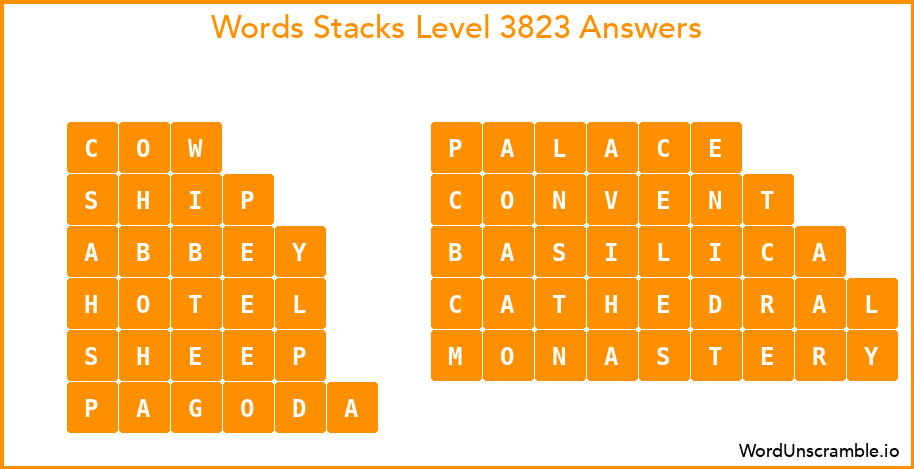 Word Stacks Level 3823 Answers