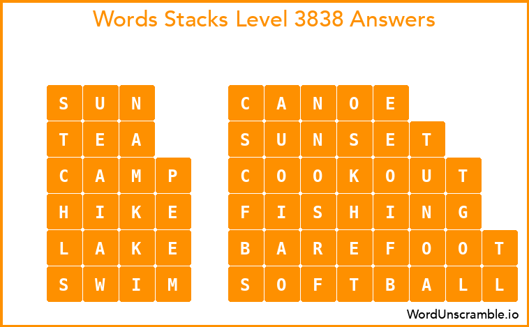 Word Stacks Level 3838 Answers
