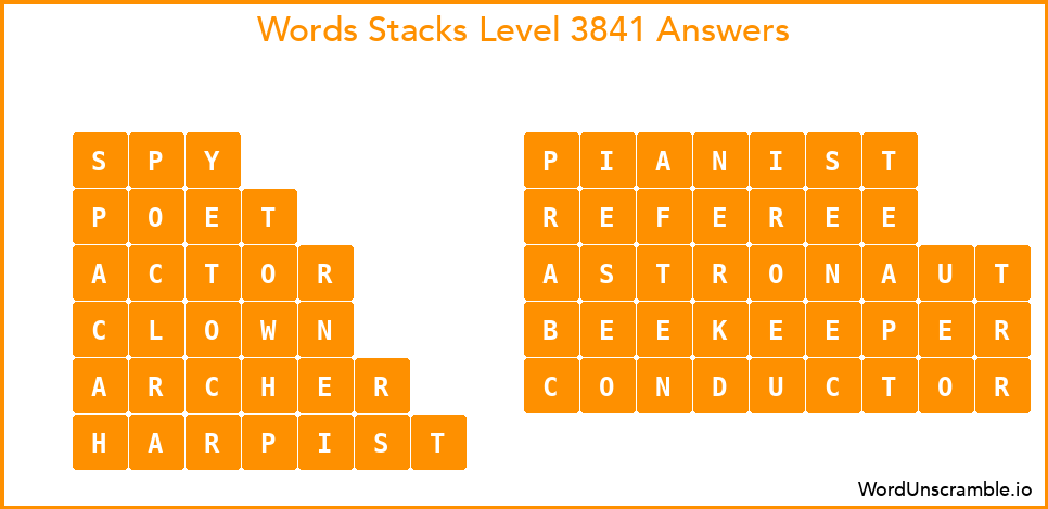Word Stacks Level 3841 Answers