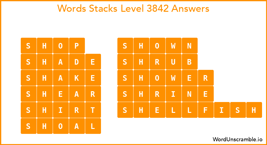 Word Stacks Level 3842 Answers