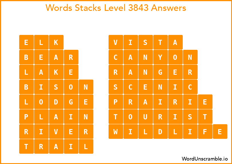 Word Stacks Level 3843 Answers