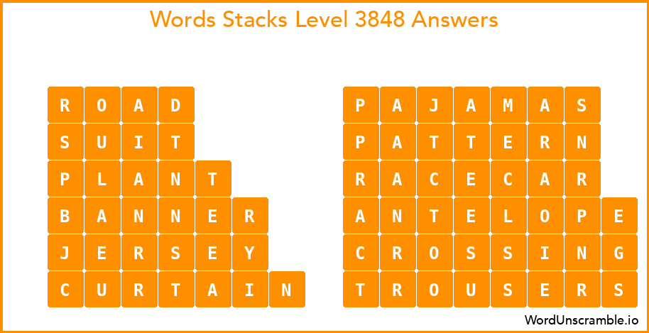 Word Stacks Level 3848 Answers