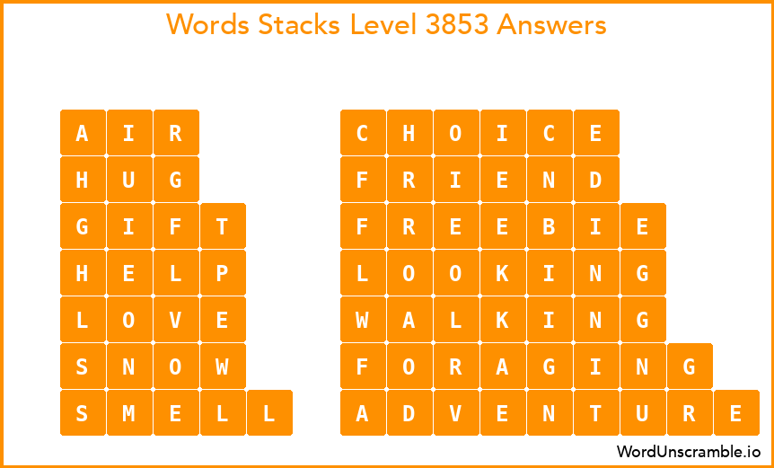 Word Stacks Level 3853 Answers