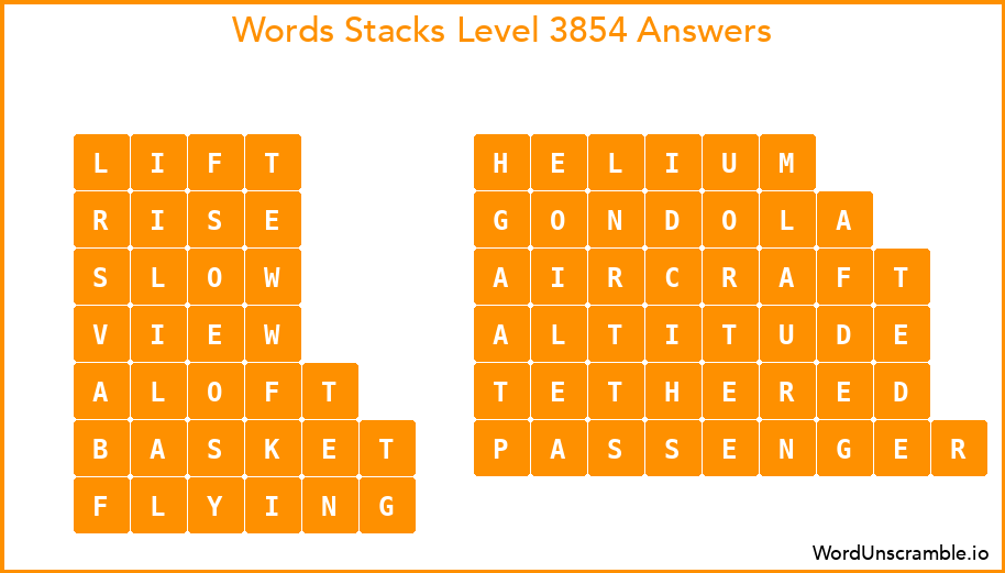 Word Stacks Level 3854 Answers