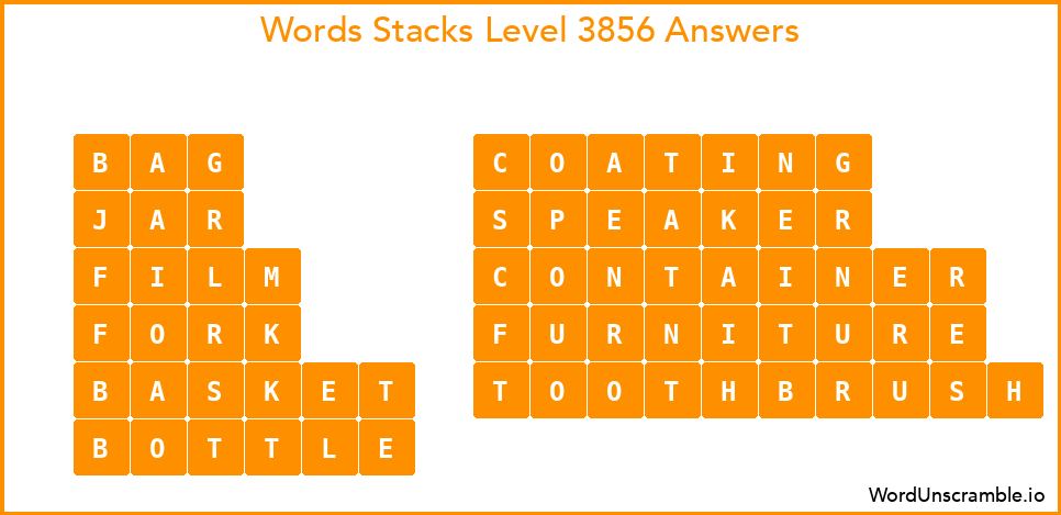 Word Stacks Level 3856 Answers