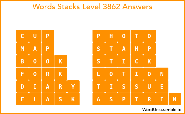 Word Stacks Level 3862 Answers