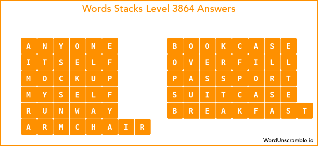 Word Stacks Level 3864 Answers