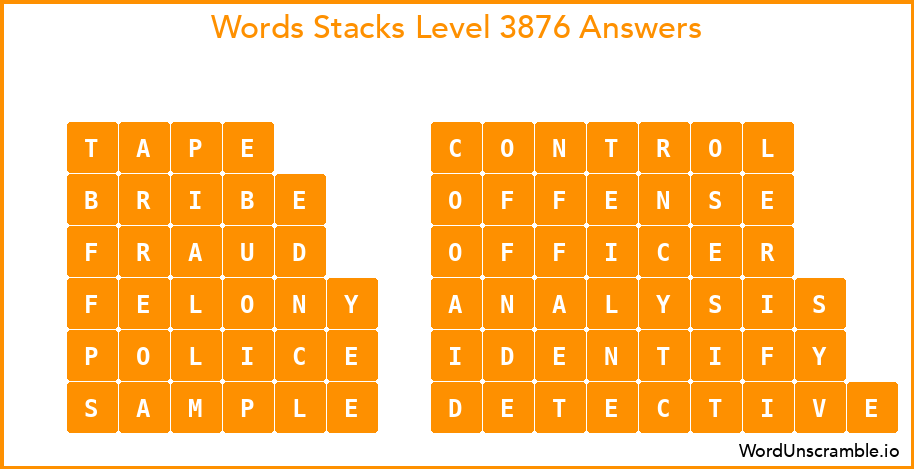 Word Stacks Level 3876 Answers