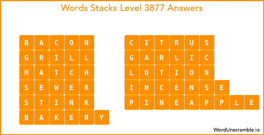 Word Stacks Level 3877 Answers