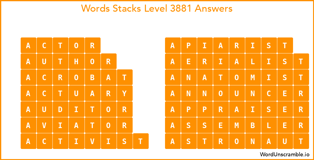 Word Stacks Level 3881 Answers
