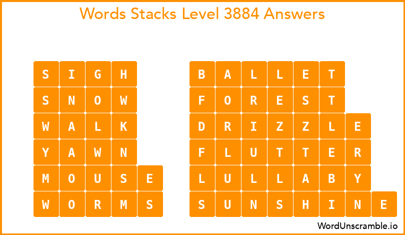 Word Stacks Level 3884 Answers