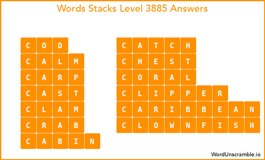 Word Stacks Level 3885 Answers