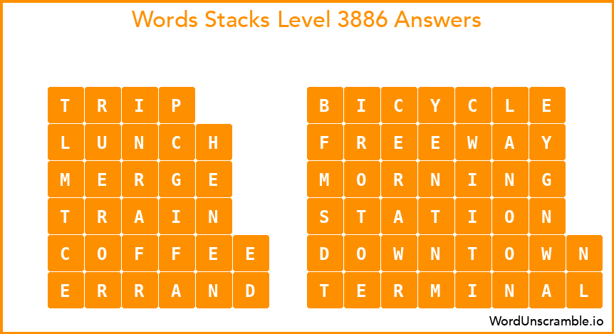 Word Stacks Level 3886 Answers