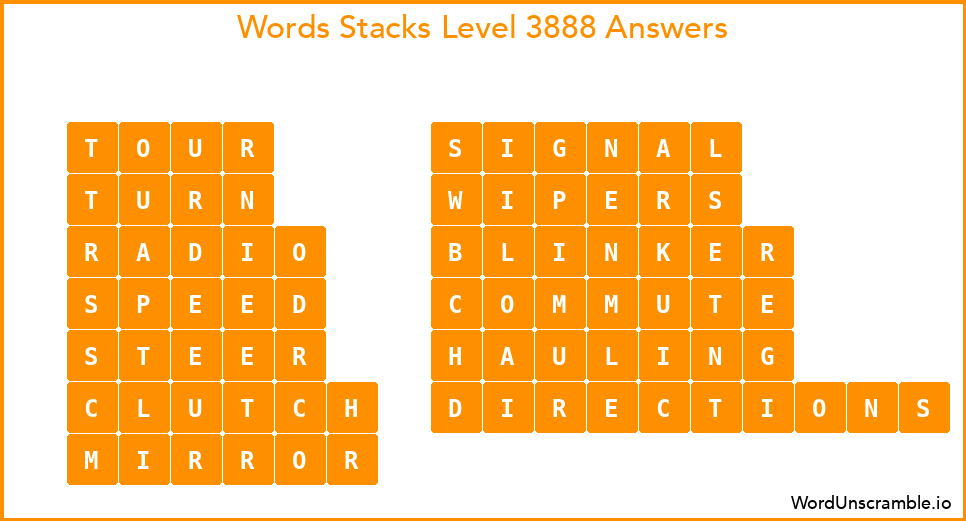 Word Stacks Level 3888 Answers