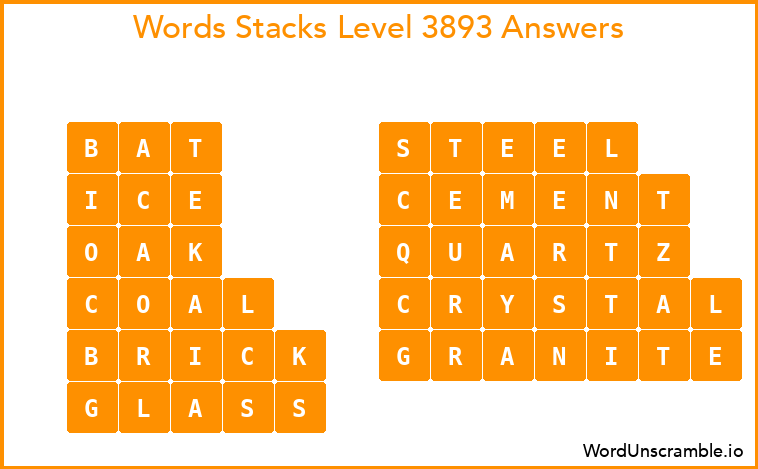 Word Stacks Level 3893 Answers