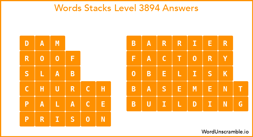 Word Stacks Level 3894 Answers