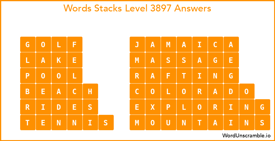 Word Stacks Level 3897 Answers