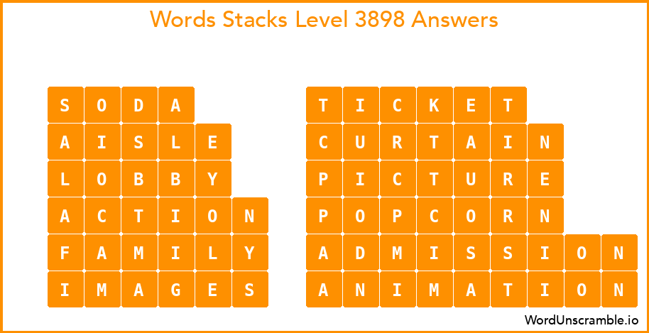 Word Stacks Level 3898 Answers