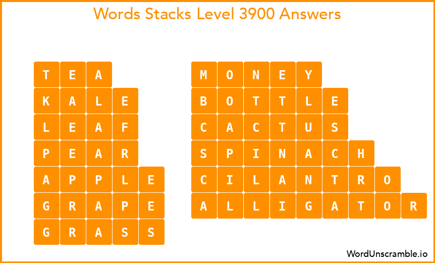 Word Stacks Level 3900 Answers