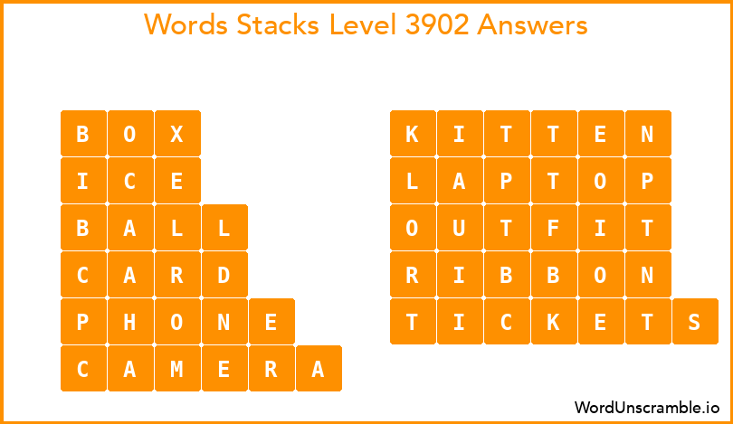 Word Stacks Level 3902 Answers