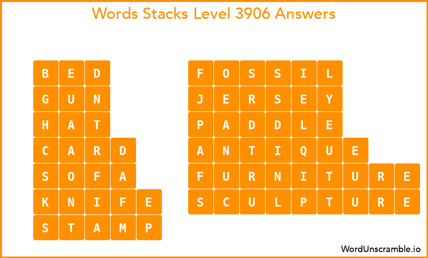 Word Stacks Level 3906 Answers