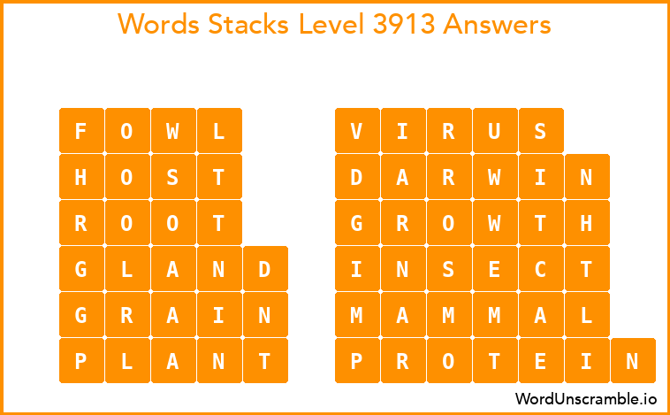Word Stacks Level 3913 Answers
