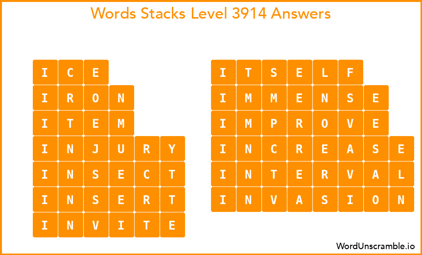 Word Stacks Level 3914 Answers