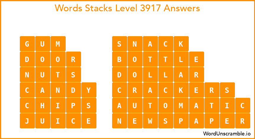 Word Stacks Level 3917 Answers
