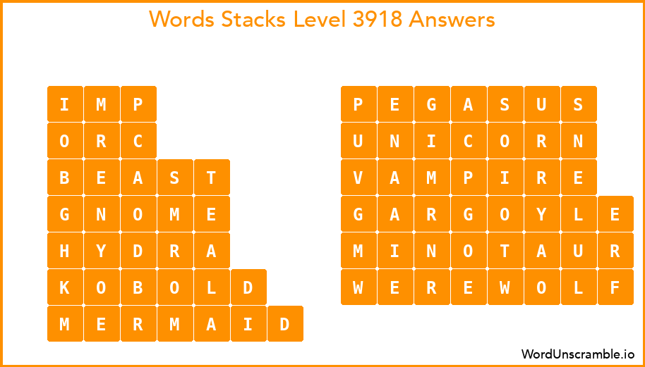 Word Stacks Level 3918 Answers