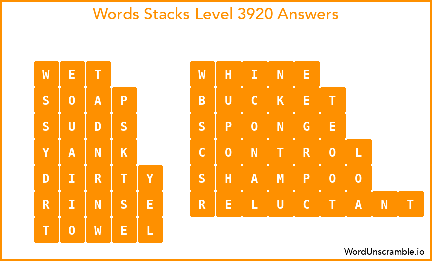 Word Stacks Level 3920 Answers