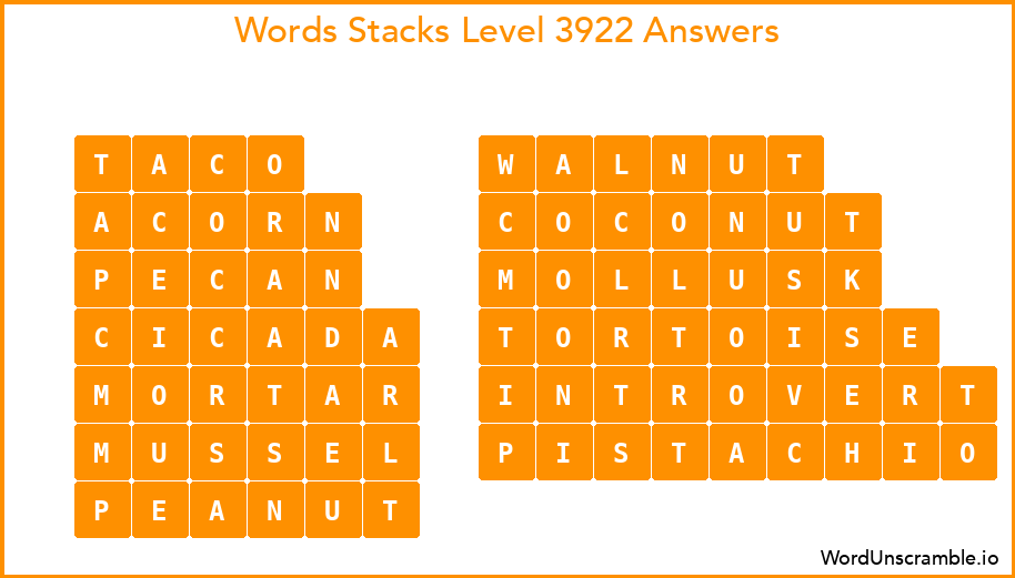 Word Stacks Level 3922 Answers
